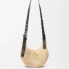 Bolso hobo «Mini Punch Hole» de rafia y piel de becerro
