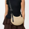 Bolso hobo «Mini Punch Hole» de rafia y piel de becerro