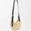 Bolso hobo «Mini Punch Hole» de rafia y piel de becerro
