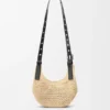 Bolso hobo «Mini Punch Hole» de rafia y piel de becerro