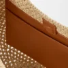 Bolso hobo pequeño con perforaciones en rafia y piel de becerro Bolso hobo pequeño con perforaciones en rafia y piel de becerro