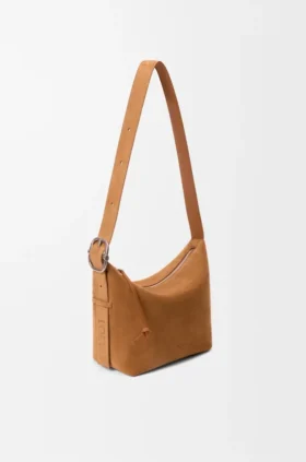Bolso Loop Hobo mediano en piel de becerro de gamuza