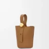 Bolso Pebble Bucket Mini en piel de becerro lisa