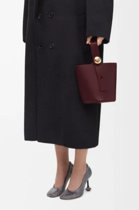 Bolso Pebble Bucket Mini en piel de becerro lisa