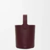 Bolso Pebble Bucket Mini en piel de becerro lisa