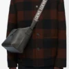 Bolso pequeño Cubi de bandolera en piel de becerro lisa y suave con jacquard Bolso pequeño Cubi de bandolera en piel de becerro lisa y suave con jacquard