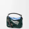 Bolso pequeño «Futurist Cat» Puzzle en tejido de punto bordado y piel de becerro clásica Bolso pequeño «Futurist Cat» Puzzle en tejido de punto bordado y piel de becerro clásica
