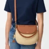 Bolso Pescador mediano de rafia y piel de becerro Bolso Pescador mediano de rafia y piel de becerro