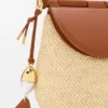 Bolso Pescador mediano de rafia y piel de becerro Bolso Pescador mediano de rafia y piel de becerro