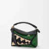 Bolso Puzzle Edge pequeño en rafia y piel de becerro Bolso Puzzle Edge pequeño en rafia y piel de becerro