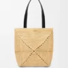 Bolso Puzzle Fold mediano de rafia Bolso Puzzle Fold mediano de rafia