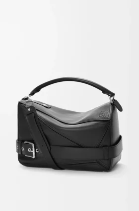 Bolso Puzzle grande estilo motero en piel de becerro brillante
