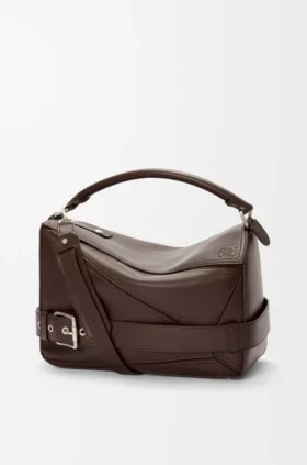 Bolso Puzzle grande estilo motero en piel de becerro brillante