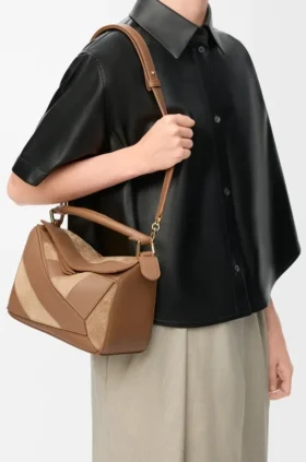 Bolso Puzzle pequeño en piel de becerro clásica y gamuza