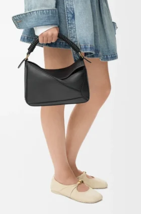 Bolso Puzzle pequeño en piel de becerro lisa y piel de cordero napa