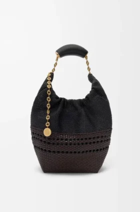 Bolso Squeeze pequeño en piel de becerro napa tejida