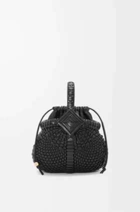 Bolso tipo cesta redondo «Mini Diamond» en piel de becerro