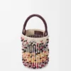 Bolso tipo cubeta de cordón, cuero y lana Bolso tipo cubeta de cordón, cuero y lana