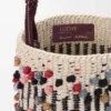 Bolso tipo cubeta de cordón, cuero y lana Bolso tipo cubeta de cordón, cuero y lana