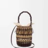 Bolso tipo cubeta de cordón y cuero Bolso tipo cubeta de cordón y cuero