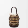 Bolso tipo cubeta de cordón y cuero Bolso tipo cubeta de cordón y cuero