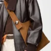 Bolso tipo Pebble Bucket grande «Pebble» en piel de becerro de gamuza
