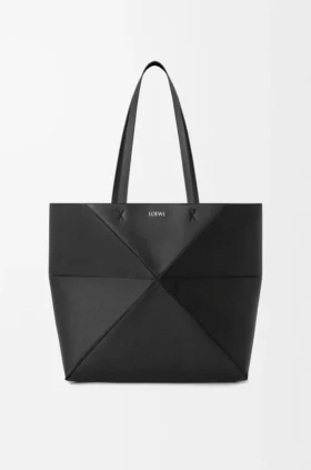 Bolso tipo tote mediano con pliegue Puzzle Fold horizontal en piel de becerro de grano suave