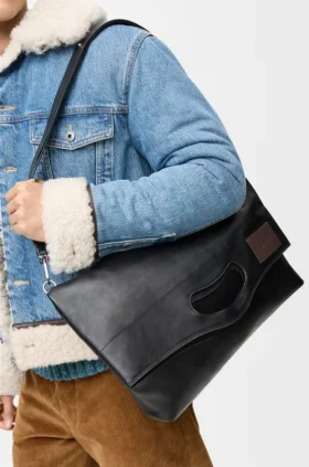 Bolso tote «Bob Folded» en piel de becerro flexible y brillante