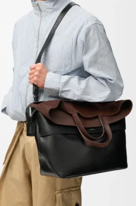 Bolso tote grande «Switch» en piel de becerro y gamuza