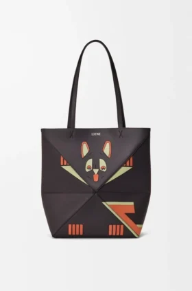 Bolso tote mediano «Futurist Cat» con Puzzle Fold en piel de becerro napa