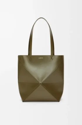 Bolso tote mediano Puzzle Fold en piel de becerro brillante