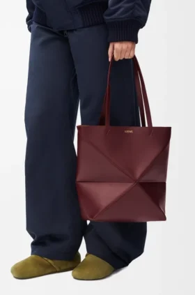 Bolso tote mediano Puzzle Fold en piel de becerro brillante