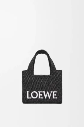 Bolso tote «Mini Loewe Font Tote» en rafia