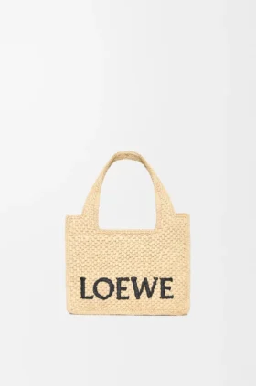 Bolso tote «Mini Loewe Font Tote» en rafia