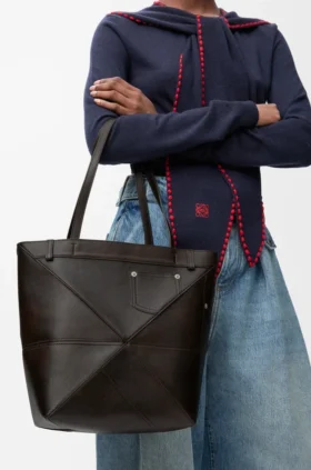 Bolso tote Panta mediano Puzzle Fold en piel de becerro brillante