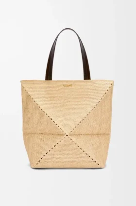 Bolso tote Puzzle Fold XL en rafia