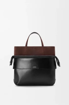Bolso tote Switch pequeño en piel de becerro con efecto papel y gamuza