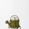 Bolso «Watering Can» de rafia y piel de becerro