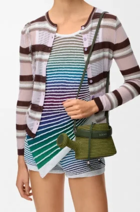Bolso «Watering Can» de rafia y piel de becerro