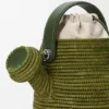 Bolso «Watering Can» de rafia y piel de becerro