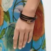 Brazalete trenzado de piel de becerro Brazalete trenzado de piel de becerro