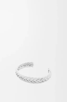 Brazalete trenzado fino en plata de ley