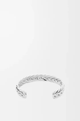 Brazalete trenzado fino en plata de ley