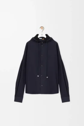 Camisa con capucha de algodón y lino