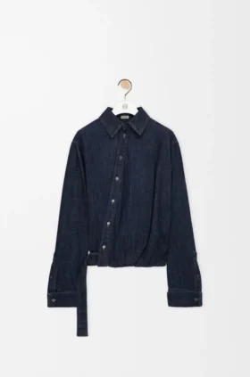 Camisa drapeada de mezclilla