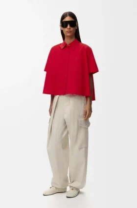 Camisas de manga corta con corte trapecio de algodón
