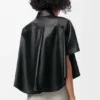 Camisas de manga corta con silueta trapecio en piel de cordero napa Camisas de manga corta con silueta trapecio en piel de cordero napa