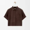 Camisas de manga corta en piel de cabra de gamuza Camisas de manga corta en piel de cabra de gamuza