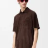Camisas de manga corta en piel de cabra de gamuza Camisas de manga corta en piel de cabra de gamuza