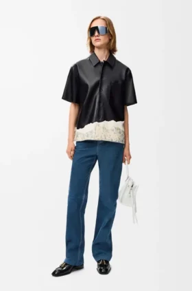Camisas de manga corta en piel de cordero napa